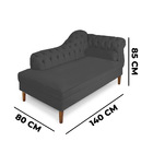 Recamier Chaise Ayla 1 40m Suede Grafite Pés Chanfrado Castan