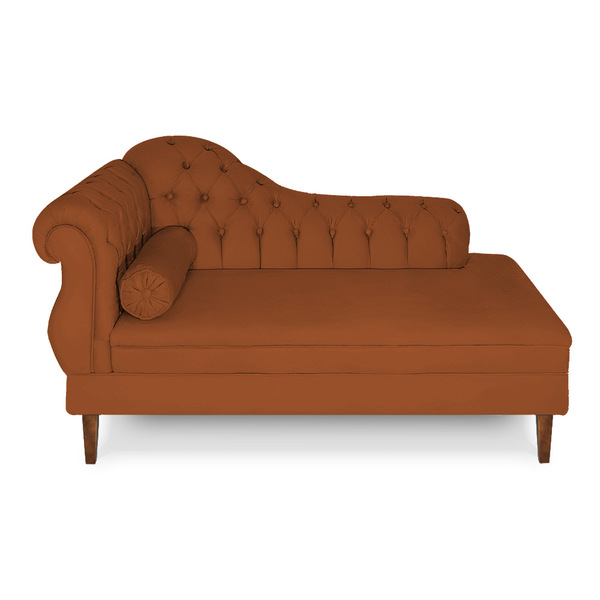 Recamier Chaise Ayla 1 40m Suede Pés Chanfrado Castanho - Pal