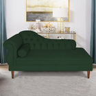 Recamier Chaise Ayla 1 40m Suede Verde Pés Chanfrado Castanho
