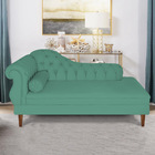 Recamier Chaise Ayla 1 60m Suede Azul Turquesa Pés Chanfrado