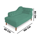 Recamier Chaise Ayla 1 60m Suede Azul Turquesa Pés Chanfrado