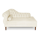 Recamier Chaise Ayla 1 60m Suede Bege Pés Chanfrado Castanho