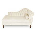 Recamier Chaise Ayla 1 60m Suede Bege Pés Chanfrado Castanho