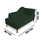 Recamier Chaise Ayla 1 60m Suede Verde Pés Chanfrado Castanho