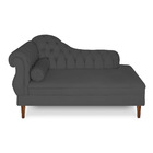 Recamier Chaise Ayla 1 95m Suede Grafite Pés Chanfrado Castan