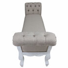 Recâmier Clássico Entalhado Capitonê Branco Brilho E Linho Be