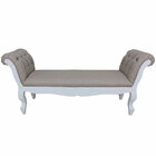 Recâmier Clássico Entalhado Capitonê Branco Brilho E Linho Be