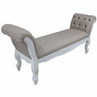 Recâmier Clássico Entalhado Capitonê Branco Brilho E Linho Be