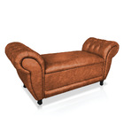 Recamier Com Baú Grécia 140cm Pé Chanfrados Pu Nozes M11 - D'