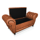 Recamier Com Baú Grécia 156 Cm Corano Nozes Pés Chanfrados M1