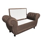 Recamier Com Baú Grécia Namoradeira Calçadeira Suede Marrom C