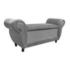 Recamier Com Baú Itália Namoradeira Calçadeira Suede Grafite