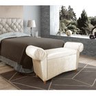 Recamier Com Baú Munique 140 Cm Acetinado Bege Pés Chanfrados