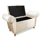 Recamier Com Baú Munique 140 Cm Acetinado Bege Pés Chanfrados