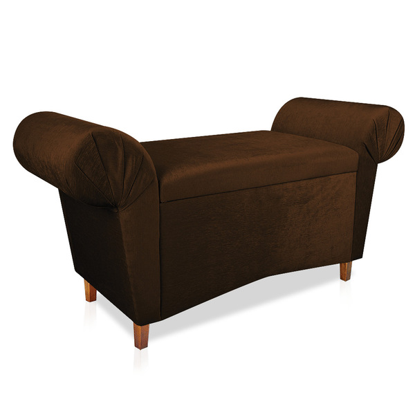 Recamier Com Baú Munique 140 Cm Acetinado Marrom Pés Chanfrad