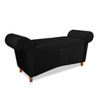 Recamier Com Baú Munique 195 Cm Acetinado Preto Pés Chanfrado
