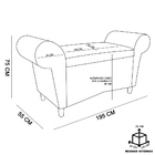 Recamier Com Baú Munique 195 Cm Acetinado Preto Pés Chanfrado