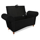 Recamier Com Baú Munique 195 Cm Acetinado Preto Pés Chanfrado