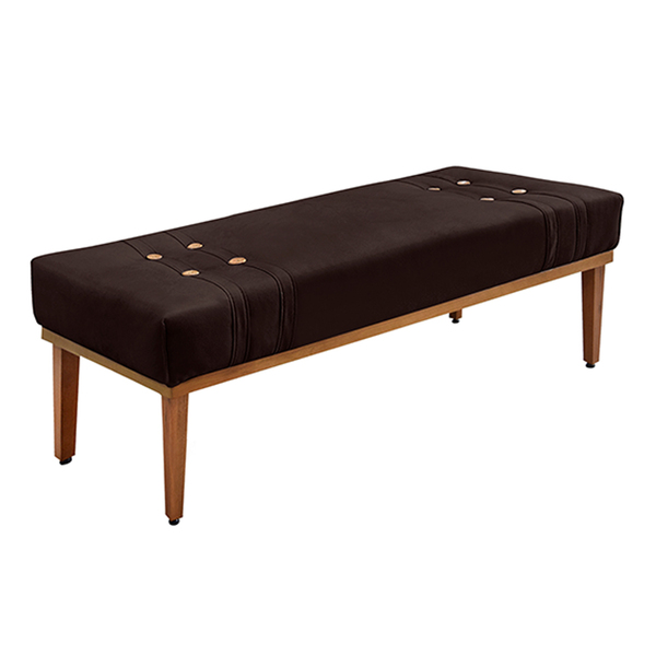Recamier Decorativo 140cm Kors Suede Pés De Madeira Café G63
