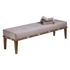 Recamier Decorativo 140cm Martínez Linho Pés Madeira Bege/nat