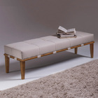 Recamier Decorativo 140cm Martínez Linho Pés Madeira Bege/nat