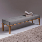 Recamier Decorativo 140cm Martínez Linho Pés Madeira Cinza/na