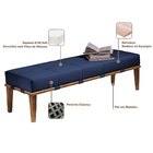 Recamier Decorativo 140cm Martínez Veludo Pés Madeira Azul/me