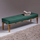 Recamier Decorativo 140cm Martínez Veludo Pés Madeira Verde/m
