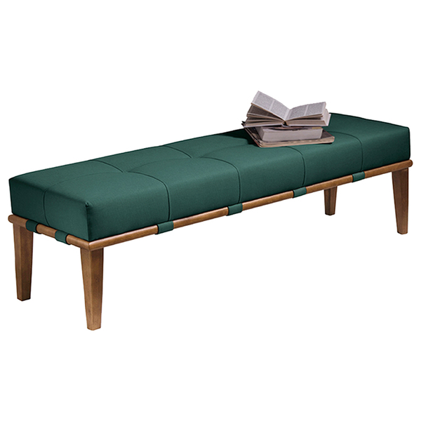 Recamier Decorativo 140cm Martínez Veludo Pés Madeira Verde/m