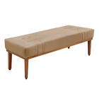Recamier Decorativo 160cm Kors Suede Pés De Madeira Bege G63
