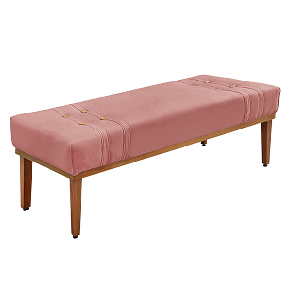Recamier Decorativo 160cm Kors Veludo Pés De Madeira Rosa G63