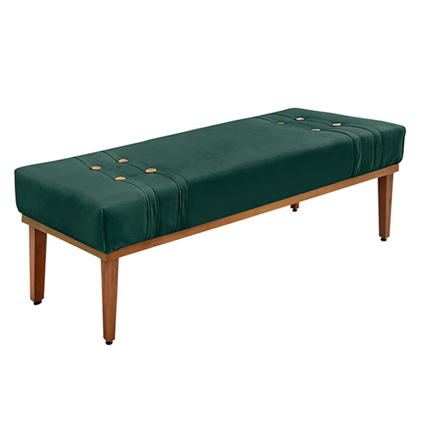 Recamier Decorativo 160cm Kors Veludo Pés De Madeira Verde Fl