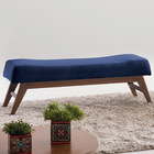 Recamier Decorativo 160cm Lionel Veludo Pés Madeira Azul/imbú