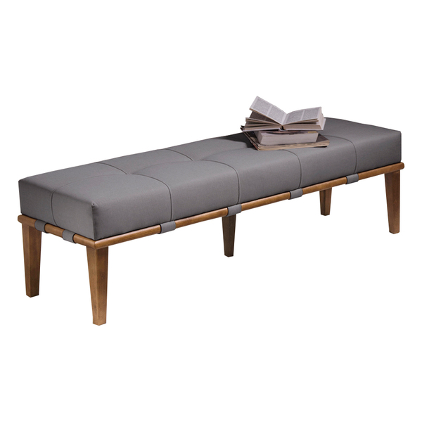 Recamier Decorativo 160cm Martínez Linho Pés Madeira Cinza/na