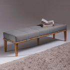 Recamier Decorativo 160cm Martínez Linho Pés Madeira Cinza/na