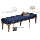 Recamier Decorativo 160cm Martínez Veludo Pés Madeira Azul/me