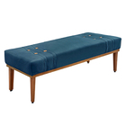 Recamier Decorativo 195cm Kors Veludo Pés De Madeira Azul Mar