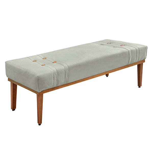Recamier Decorativo 195cm Kors Veludo Pés De Madeira Prata G6