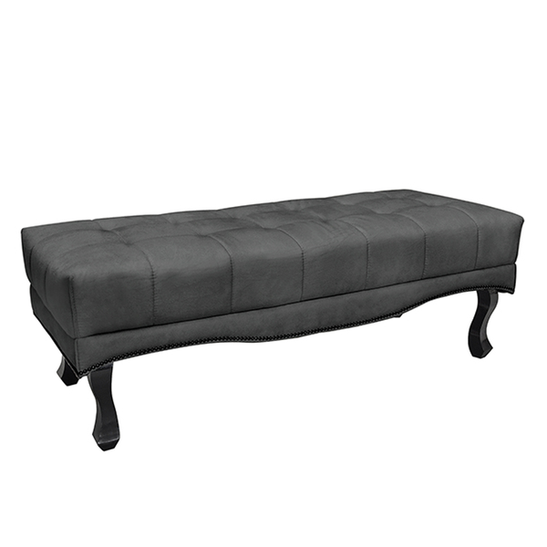 Recamier Decorativo 195cm Loewe Suede Pés De Madeira Cinza G6