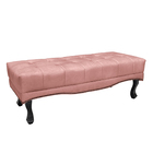 Recamier Decorativo 195cm Loewe Veludo Pés De Madeira Rosa G6
