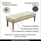 Recamier Decorativo 90cm Kors Veludo Pés De Madeira Bege G63