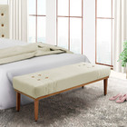 Recamier Decorativo 90cm Kors Veludo Pés De Madeira Bege G63