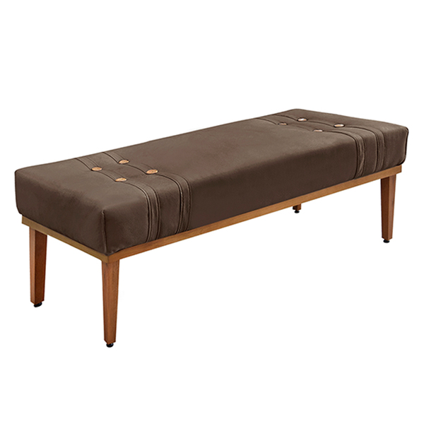 Recamier Decorativo 90cm Kors Veludo Pés De Madeira Marrom G6