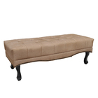 Recamier Decorativo 90cm Loewe Suede Pés De Madeira Bege G63