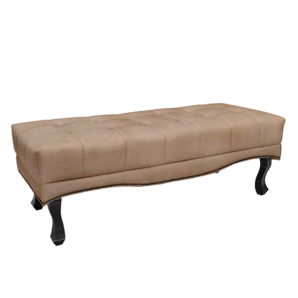Recamier Decorativo 90cm Loewe Suede Pés De Madeira Bege G63