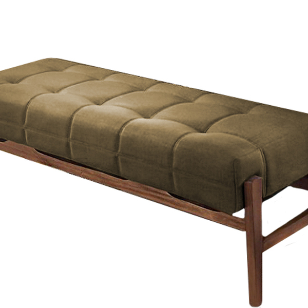 Recamier Decorativo Bege Em Veludo 1,58m Simon