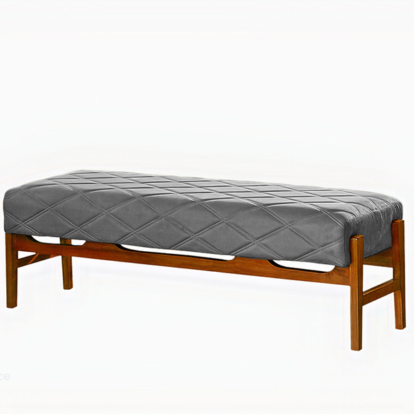 Recamier Decorativo Cinza Em Veludo 1,58m Unik