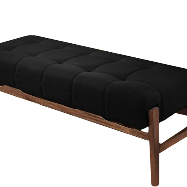 Recamier Decorativo Preto Em Veludo 1,58m Simon