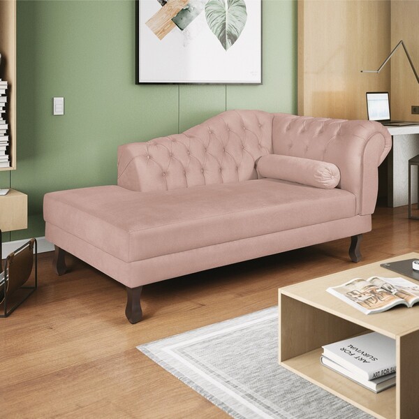 Recamier Diana 160cm Lado Esquerdo Suede Rosê - Amarena Móveis