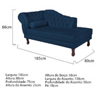 Recamier Diana 185cm Lado Direito Suede Azul Marinho - Amaren